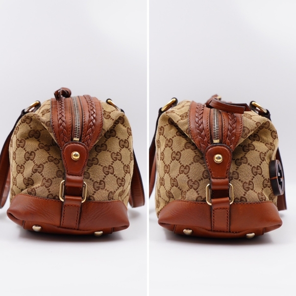 AV04 ❤️ GUCCI Monogram Brick Lane Boston - Picture 7 of 15